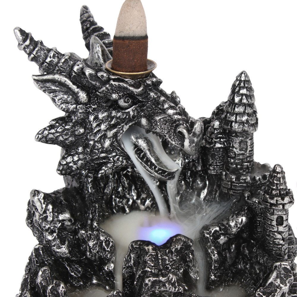 Something Different - Silver Dragon Backflow Incense burner - Silver coloured